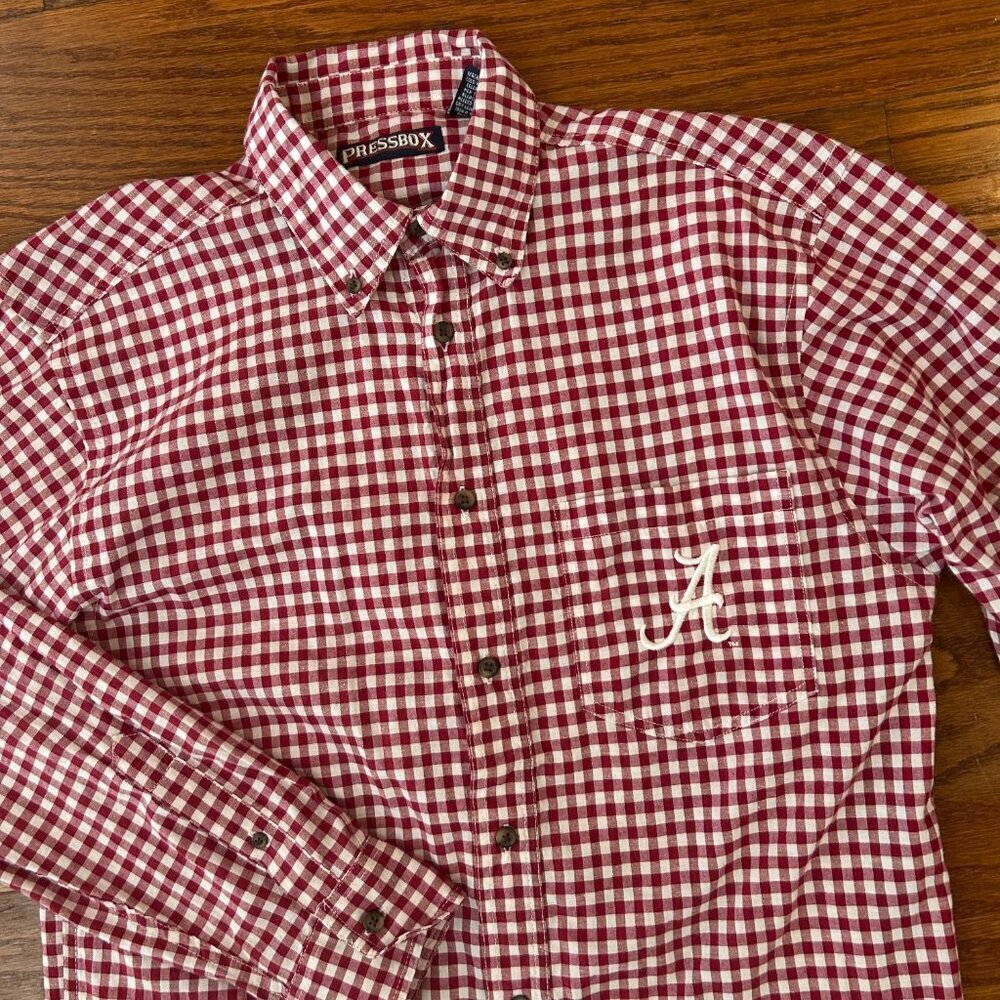 University of Alabama Gingham Long Sleeve Button Down Size Large Embroidered  A - Picture 6 of 12